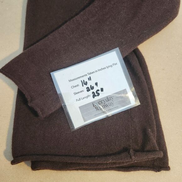 J.Crew V-Neck Sweater M Brown Wool & Cashmere Blend Y2K Straight Hem Cozy  VTG - Picture 6 of 6